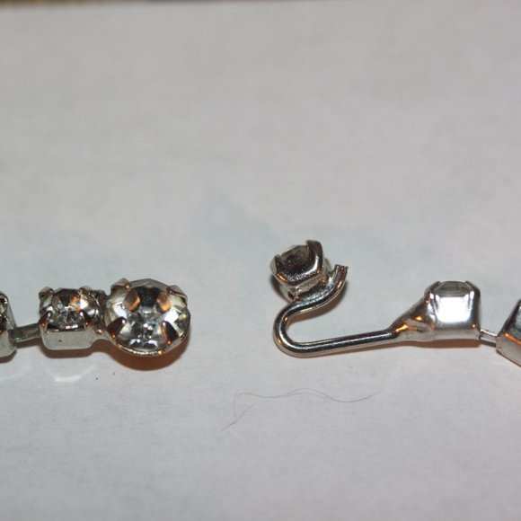 Vintage SET Necklace and Earrings Rhinestone Silvertone - Picture 5 of 5